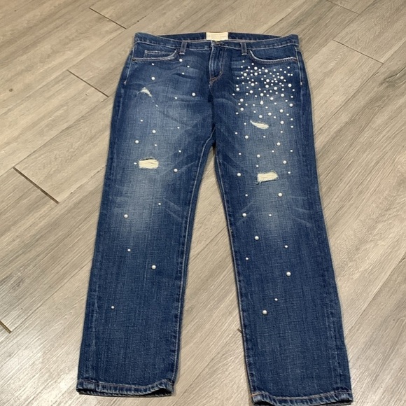Current/Elliott L40904 Women's Destroy The Fling Pearl Accent Crop Jeans Size 28 - Picture 8 of 13